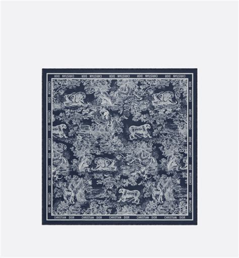 Toile de Jouy Reverse Sarong Navy Blue Cotton 